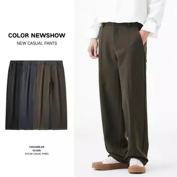 Мужская мода ACU: Плотные потертые брюки для костюма — повседневные брюки широкого кроя на осень/зиму 2025 г. M кофейный