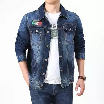 Мужская мода больших размеров мешковатая джинсовая куртка мужская мода принтованное многосумочное мужское пальто с лацканами M