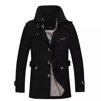 Мужская мода длинное пальто с длинными рукавами хлопковая повседневная деловая куртка зимняя уличная съемка мужская одежда XXXXXL чёрный