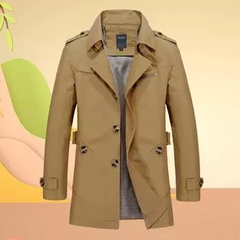 Мужская мода длинный тренчкот с длинными рукавами из хлопка повседневная деловая куртка осень и зима уличная съемка мужская одежда M чёрный