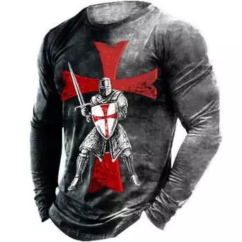 Мужская мода Harajuku с длинными рукавами и 3D-печатью Мужская футболка Повседневный уличный пуловер S