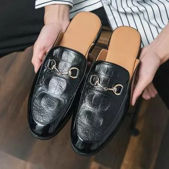 Мужская мода INS, полутапочки без шнуровки в британском стиле, повседневная обувь, лоферы для вождения, свадебная обувь, мокасины 38 коричневый