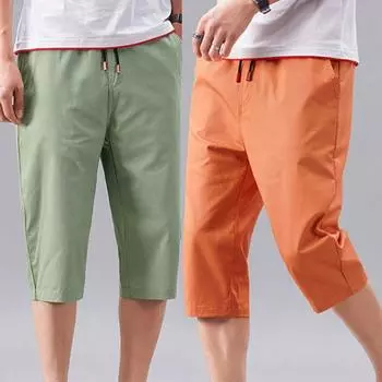 Мужская мода, классическая брендовая удобная одежда, пляжные шорты, мужские короткие седьмые укороченные брюки M чёрный