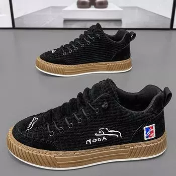 Мужская мода Новые вельветовые туфли на плоской подошве 100 Повседневная парусиновая обувь Спортивная обувь 40 серый