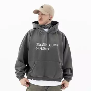 Мужская мода осень-зима толстовка с капюшоном уличная винтажная потертая градиентная толстовка M