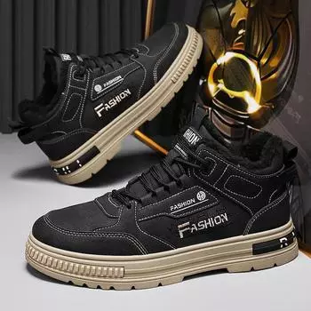 Мужская мода, осенне-зимняя повседневная удобная дышащая обувь с низким верхом для мальчиков и студентов, трендовая рабочая обувь на мягкой подошве, уличные кроссовки по охране труда 39 чёрный