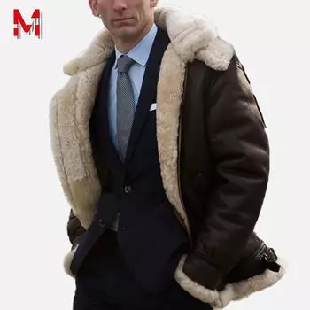 Мужская мода пальто с капюшоном из искусственного меха зимняя теплая плюс бархатная толстая куртка-локомотив M чёрный