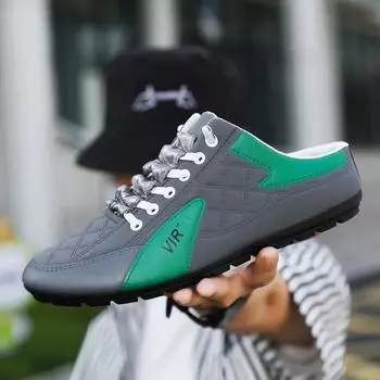 Мужская мода полутапочки с мягкой подошвой Мужская модная повседневная обувь Мягкая подошва Нескользящая обувь Новая обувь для ходьбы на открытом воздухе Zapatos Hombre 39 чёрный