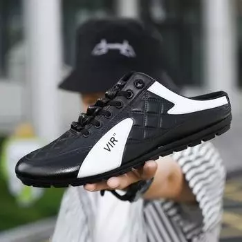 Мужская мода полутапочки с мягкой подошвой Мужская модная повседневная обувь Мягкая подошва Нескользящая обувь Новая обувь для ходьбы на открытом воздухе Zapatos Hombre 39 чёрный