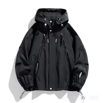 Мужская мода повседневная куртка с капюшоном для путешествий однотонные ветрозащитные пальто водонепроницаемая верхняя одежда мужская куртка для активного отдыха большого размера 3XL чёрный