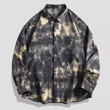 Мужская мода повседневная модная брендовая рубашка куртка весна кожа мягкая удобная дышащая лацкан мужская M зелёный