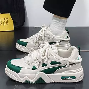 Мужская мода, повседневная низкая обувь для скейтбординга, удобные кроссовки для мальчиков, студенты, трендовая мягкая подошва, классическая дышащая нескользящая спортивная обувь 39 бежевый/зелёный