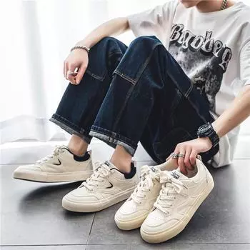 Мужская мода, повседневная низкая обувь для скейтбординга, удобные кроссовки для мальчиков, студенты, трендовая мягкая подошва, классическая дышащая нескользящая спортивная обувь 39 бежевый/синий