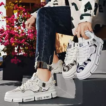 Мужская мода, повседневная низкая обувь для скейтбординга, удобные кроссовки для мальчиков, студенты, трендовая мягкая подошва, классическая дышащая нескользящая спортивная обувь 39 белый