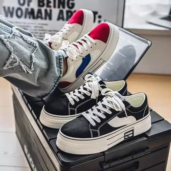 Мужская мода, повседневная низкая обувь для скейтбординга, удобные кроссовки для мальчиков, студенты, трендовая мягкая подошва, классическая дышащая нескользящая спортивная обувь 39 чёрный