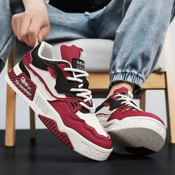 Мужская мода, повседневная низкая обувь для скейтбординга, удобные кроссовки для мальчиков, студенты, трендовая мягкая подошва, классическая дышащая нескользящая спортивная обувь 39 красный