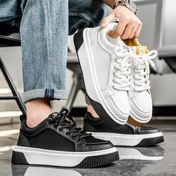 Мужская мода, повседневная низкая обувь для скейтбординга, удобные кроссовки для мальчиков, студенты, трендовая мягкая подошва, классическая дышащая нескользящая спортивная обувь 39 чёрный/белый