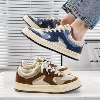 Мужская мода, повседневная низкая обувь для скейтбординга, удобные кроссовки для мальчиков, студенты, трендовая мягкая подошва, классическая дышащая нескользящая спортивная обувь 39 синий