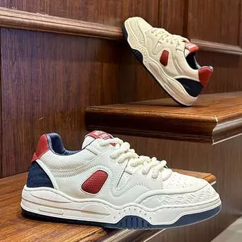 Мужская мода, повседневная низкая обувь для скейтбординга, удобные кроссовки для мальчиков, студенты, трендовая мягкая подошва, классическая дышащая нескользящая спортивная обувь 39 белый