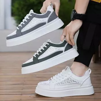 Мужская мода, повседневная низкая обувь для скейтбординга, удобные кроссовки для мальчиков, студенты, трендовая мягкая подошва, классическая дышащая нескользящая спортивная обувь 39 зелёный/белый