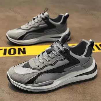 Мужская мода повседневная обувь на шнуровке удобные дышащие кроссовки для бега мужские модные повседневные кроссовки с плоской подошвой Zapatillas Hombre 39 серый
