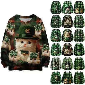 Мужская мода повседневная с длинным рукавом St. Pacrit Gentle Printed Crewneck Woolen Imitation свитер Цветочный Crewneck Sweatshirt Loose Long Sleeves XXXXXL