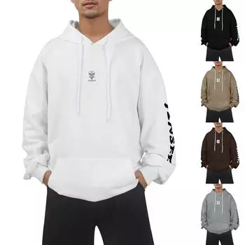 Мужская мода повседневная толстовка с капюшоном с длинным рукавом и карманами L чёрный