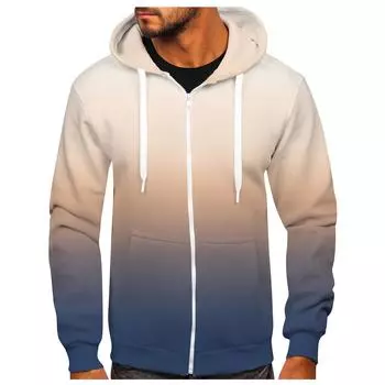 Мужская мода повседневная застежка-молния с градиентным принтом тай-дай и куртка-толстовка с капюшоном XXXXXXL зелёный