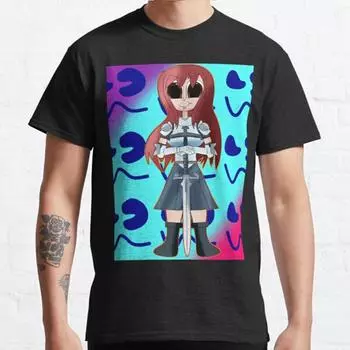 Мужская мода повседневные футболки с короткими рукавами Erza Scarlet из Fairy Tail черные футболки большого размера S чёрный