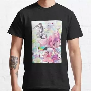 Мужская мода повседневные футболки с короткими рукавами Homura Madoka и Kyubey из аниме Magica черные футболки большого размера S чёрный