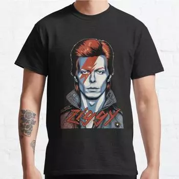 Мужская мода повседневные футболки с короткими рукавами Ziggy Stardust, эстетичные винтажные футболки больших размеров S чёрный
