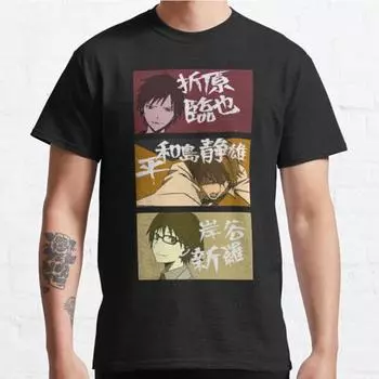 Мужская мода повседневные футболки с короткими рукавами Izaya Shizuo Shinra Durarara черные футболки больших размеров S чёрный