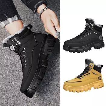 Мужская мода, повседневные хлопковые кожаные ботинки в стиле ретро, мотоциклетные ботинки 39 чёрный