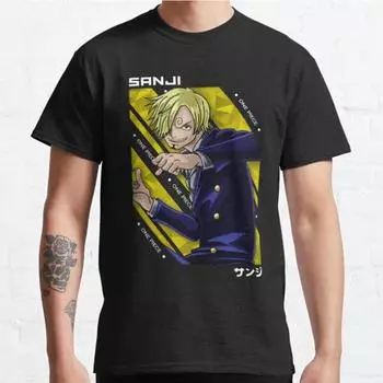 Мужская мода повседневные короткие рукава цельные топы Санджи эстетичные винтажные футболки больших размеров S чёрный