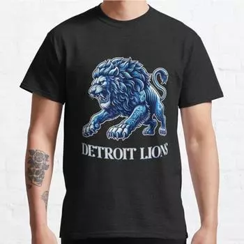Мужская мода повседневные короткие рукава DETROIT LIONS топы эстетичные винтажные футболки большого размера S чёрный