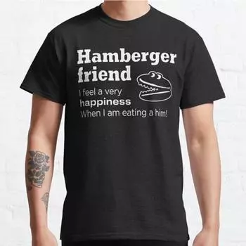 Мужская мода повседневные короткие рукава Hamberger Friend Tops Aesthetic Vintage Oversize T Shirts S чёрный