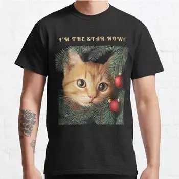 Мужская мода повседневные короткие рукава I Am The Star Now топы эстетичные винтажные футболки большого размера S чёрный