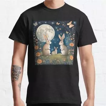 Мужская мода повседневные короткие рукава кролик черные футболки оверсайз футболки S чёрный