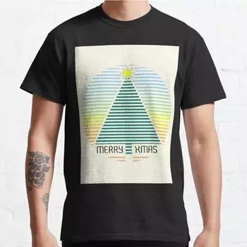 Мужская мода повседневные короткие рукава минималистичные градиентные топы с изображением рождественской елки эстетичные винтажные футболки большого размера S чёрный