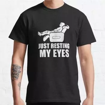 Мужская мода повседневные короткие рукава просто отдыхают мои глаза смешной сон расслабляющий папа черные футболки большие футболки S чёрный