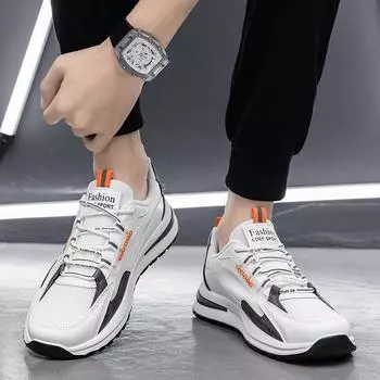 Мужская мода, повседневные кроссовки на толстой подошве, трендовые кроссовки для мальчиков и студентов с мягкой подошвой, удобные спортивные кроссовки, мужские классические дышащие кроссовки 39 серый/белый