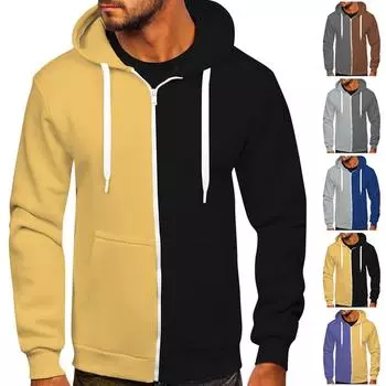 Мужская мода повседневные лоскутные толстовки с длинными рукавами пуловеры топ блузка XXXXXL кофейный