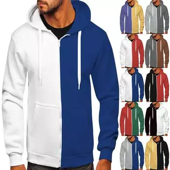 Мужская мода повседневные лоскутные толстовки с длинными рукавами пуловеры топ блузка XXXXL чёрный