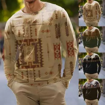 Мужская мода повседневные рубашки с круглым вырезом и длинными рукавами с принтом в полоску, топы, блузки XXL чёрный