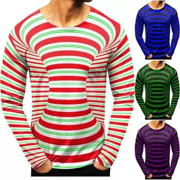 Мужская мода повседневные рубашки с круглым вырезом и длинным рукавом с принтом, топы, блузки XXL синий