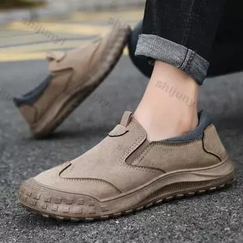 Мужская мода повседневные туфли из дышащего материала, удобная спортивная обувь для работы на открытом воздухе, мужская трендовая однотонная спортивная обувь с мягкой подошвой 39 серый