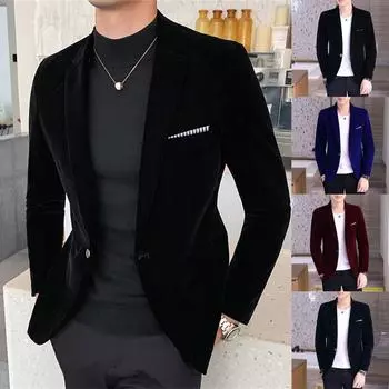 Мужская мода повседневный одинарный West пальто однотонный молодежный канареечный маленький костюм мужской пальто верх XXXL тёмно-синий