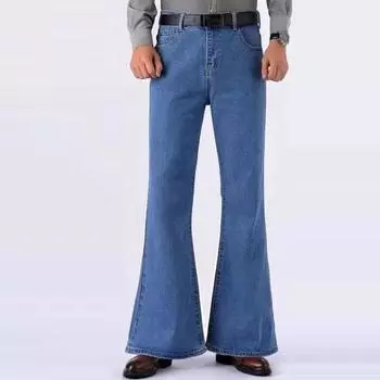 Мужская мода ретро большие расклешенные брюки свободные расклешенные брюки из денима мужские широкие джинсы 28 синий