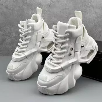 Мужская мода, роскошные повседневные кроссовки, удобная обувь на толстой подошве, дизайнерская модная дышащая спортивная обувь, увеличивающая рост 39 чёрный