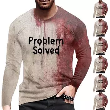 Мужская мода с длинным рукавом и круглым вырезом с принтом на Хэллоуин S бежевый